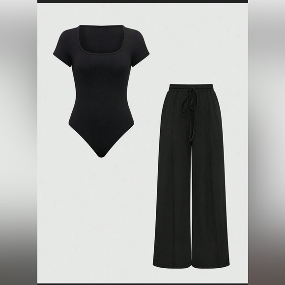 NWOT Black short sleeve bodysuit and pants set - Picture 7 of 9